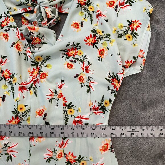 Ann Taylor Factory Mint Green Floral Midi Dress 6 Short Sleeve Cottage - Picture 6 of 10